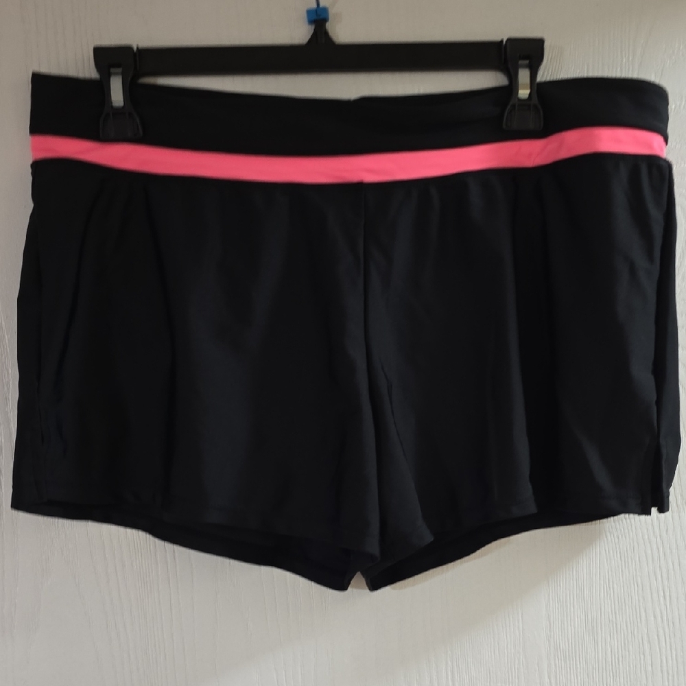 Athletic Black Shorts with Pink Accent